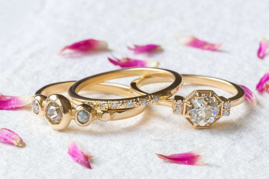 Rose Cut Diamond Octagon / Ring By Nishi in ENGAGEMENT Category