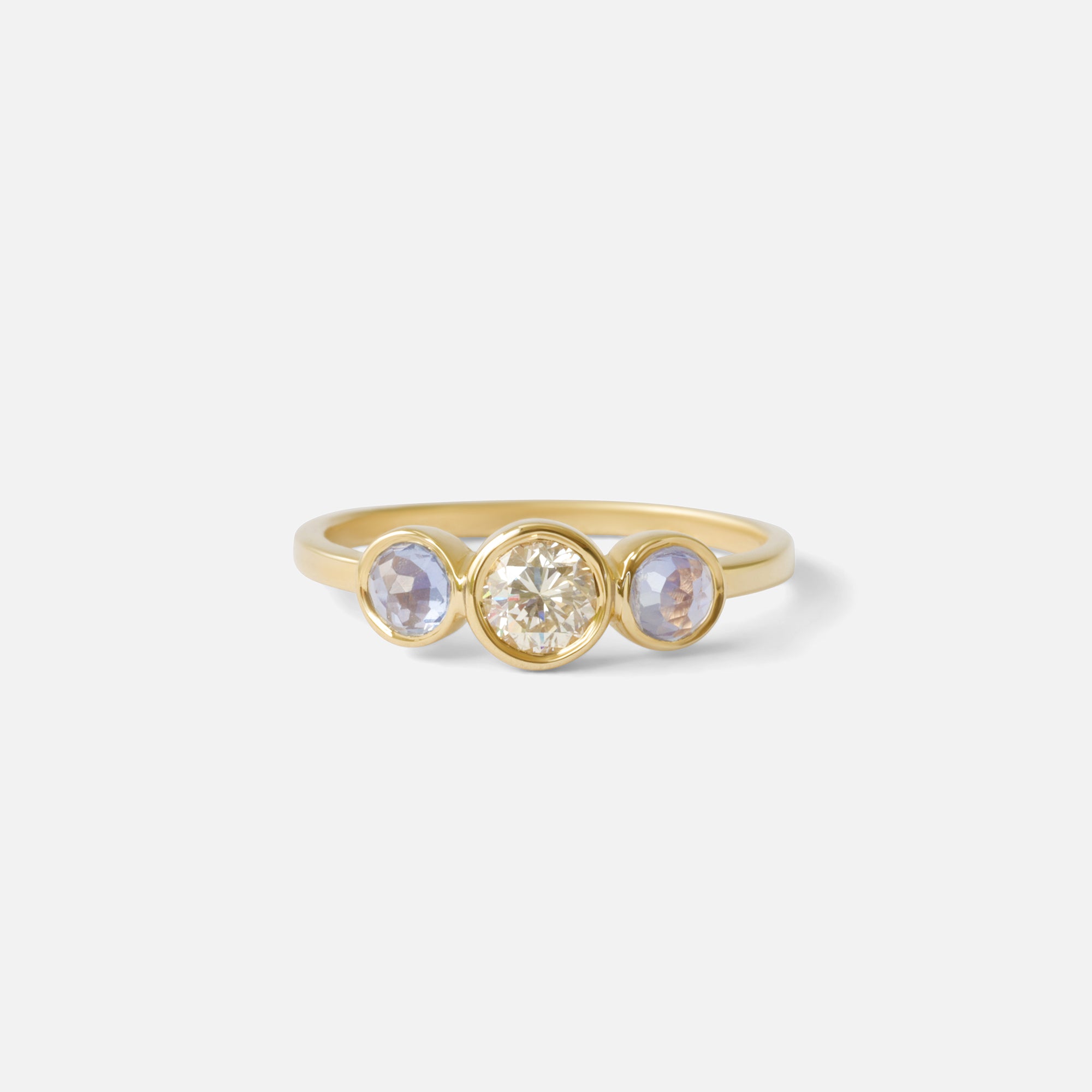 Diamond and Rose Cut Sapphire / 3 Stone Ring By Nishi