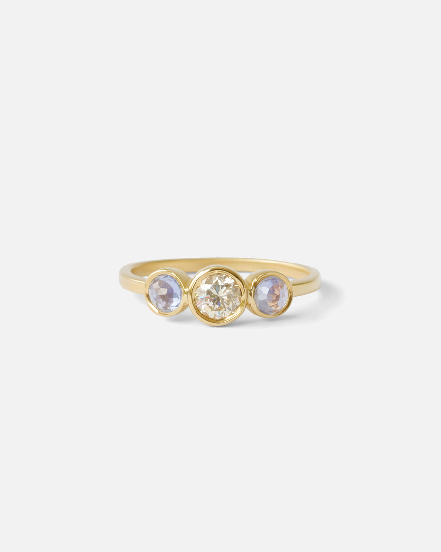 Diamond and Rose Cut Sapphire / 3 Stone Ring By Nishi in ENGAGEMENT Category