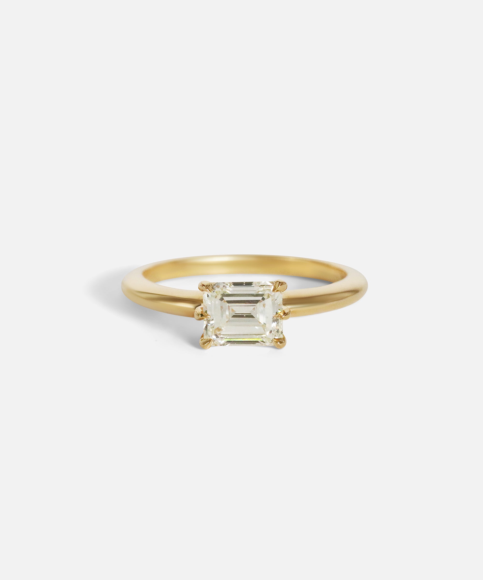 Front view of Emerald Cut Six Prong Diamond Ring by Nishi
