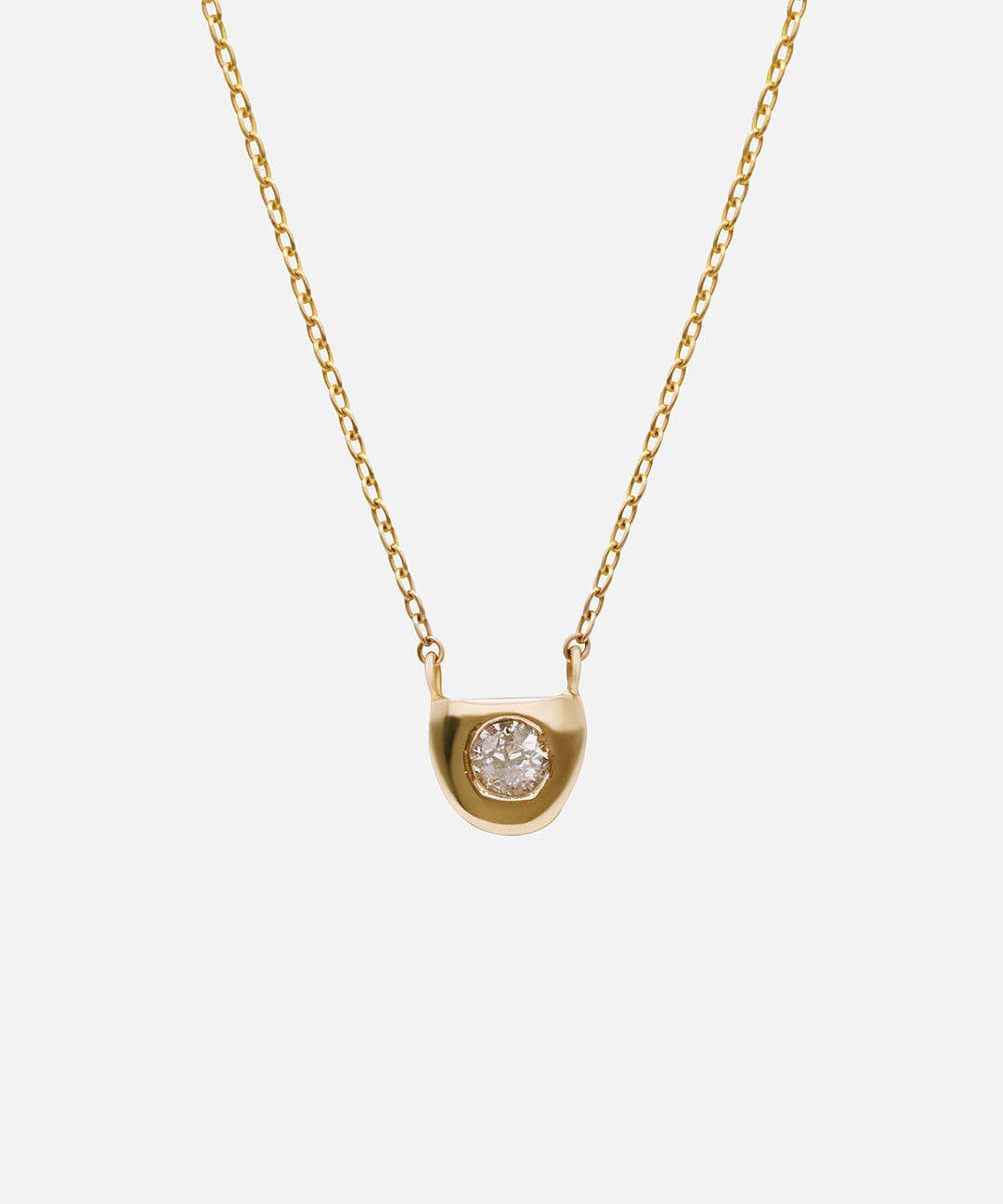 Front view of Half Moon Diamond Frame Necklace