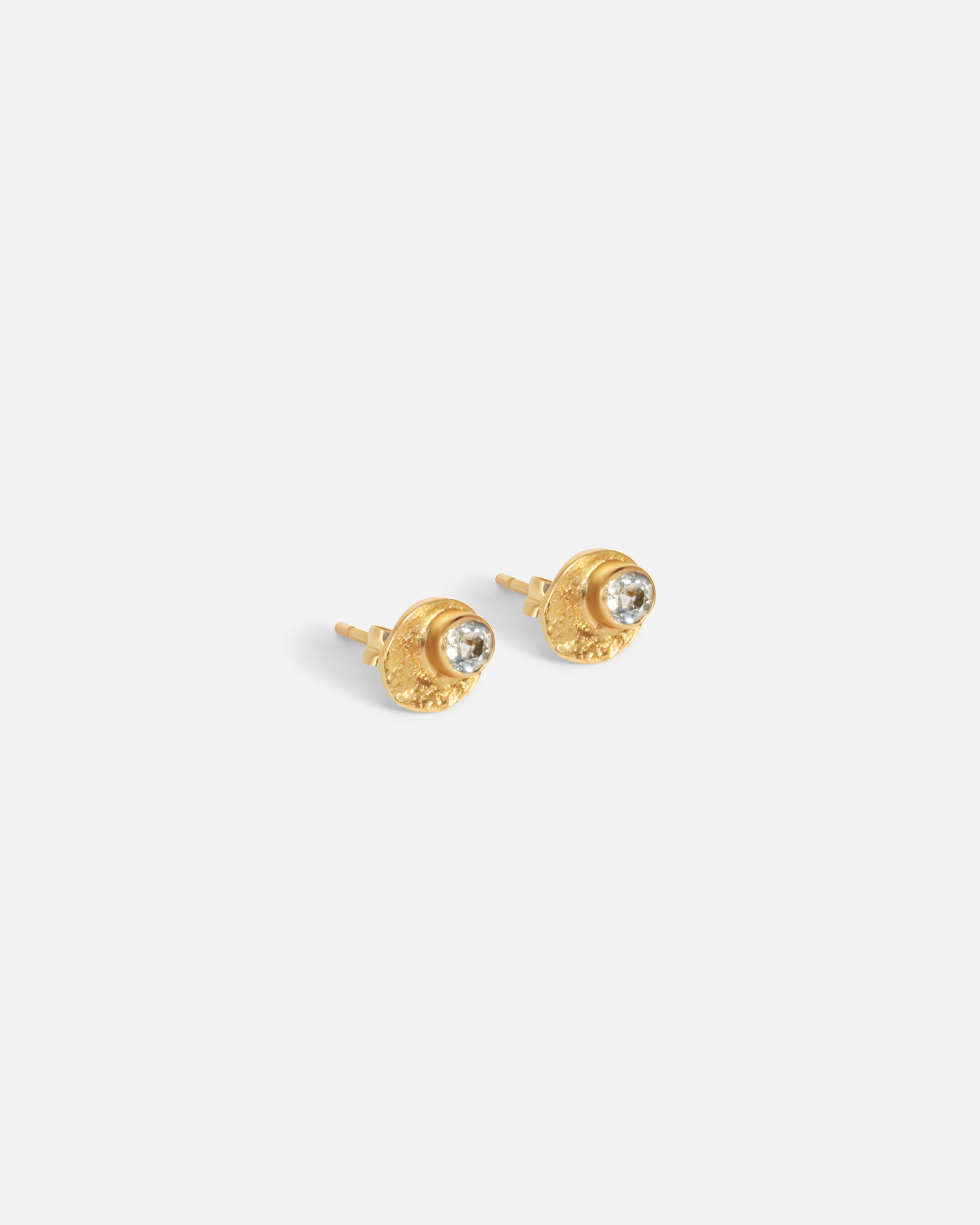 Side view of Aquamarine Studs by Nishi