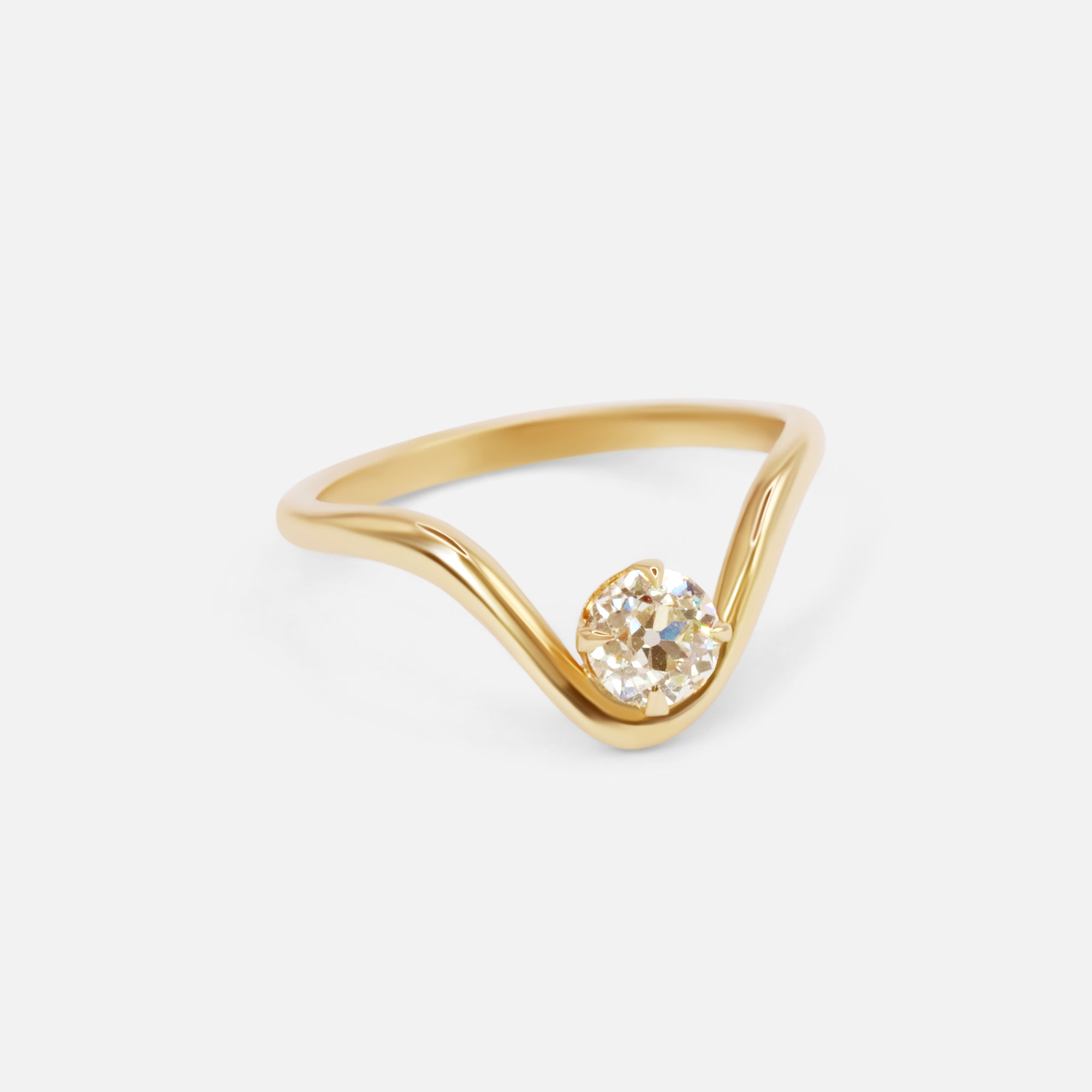 Diamond and Gold Curved Ring By Nishi in Engagement Rings Category