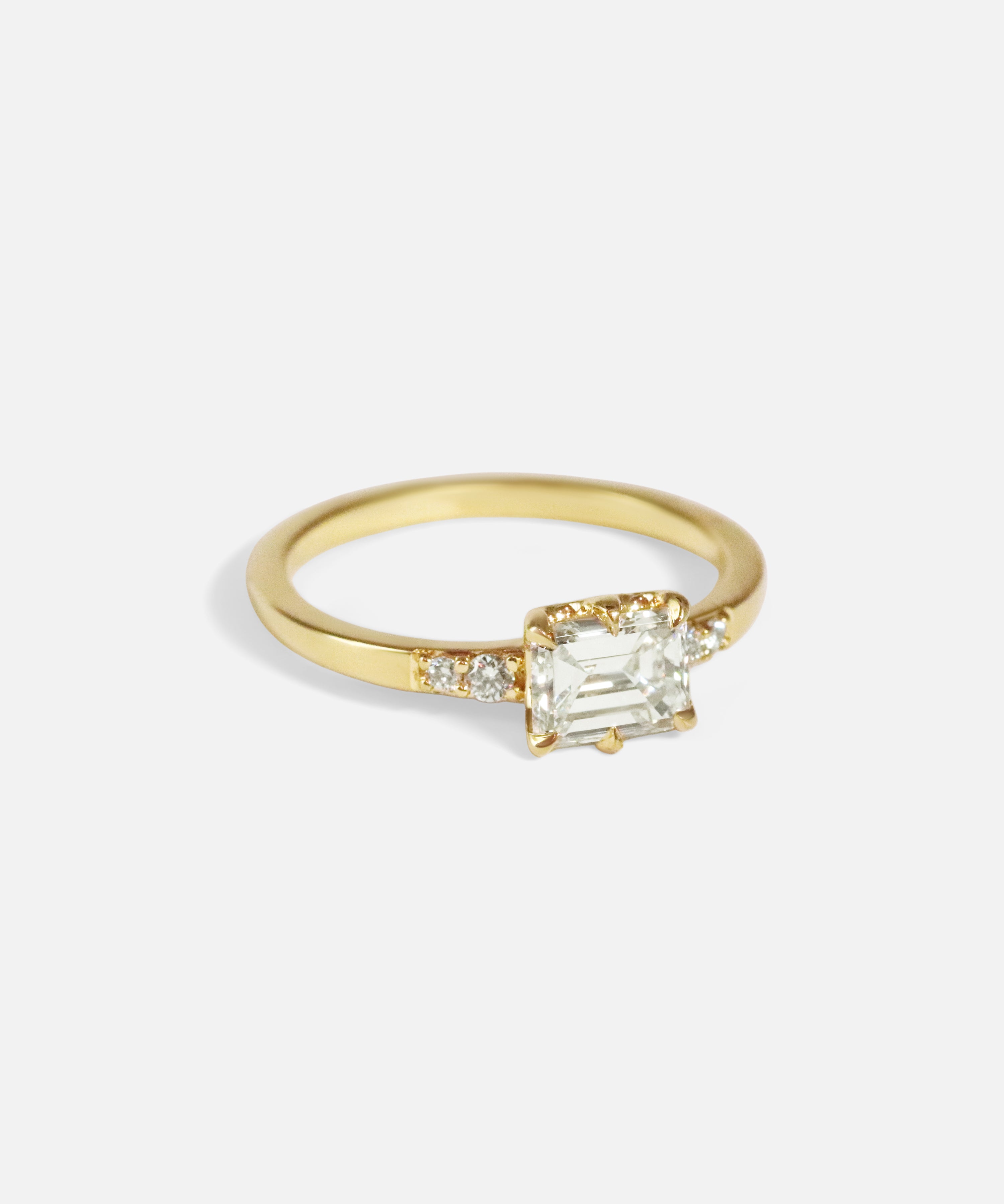 Angled side view of Linea Diamond Ring by Nishi