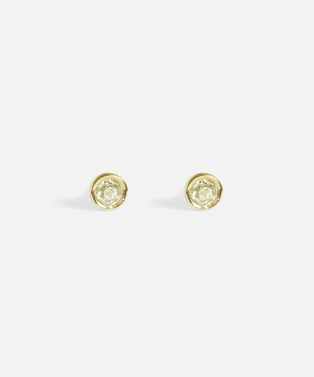 Front view of Old Mine Cut Diamond Studs by Nishi