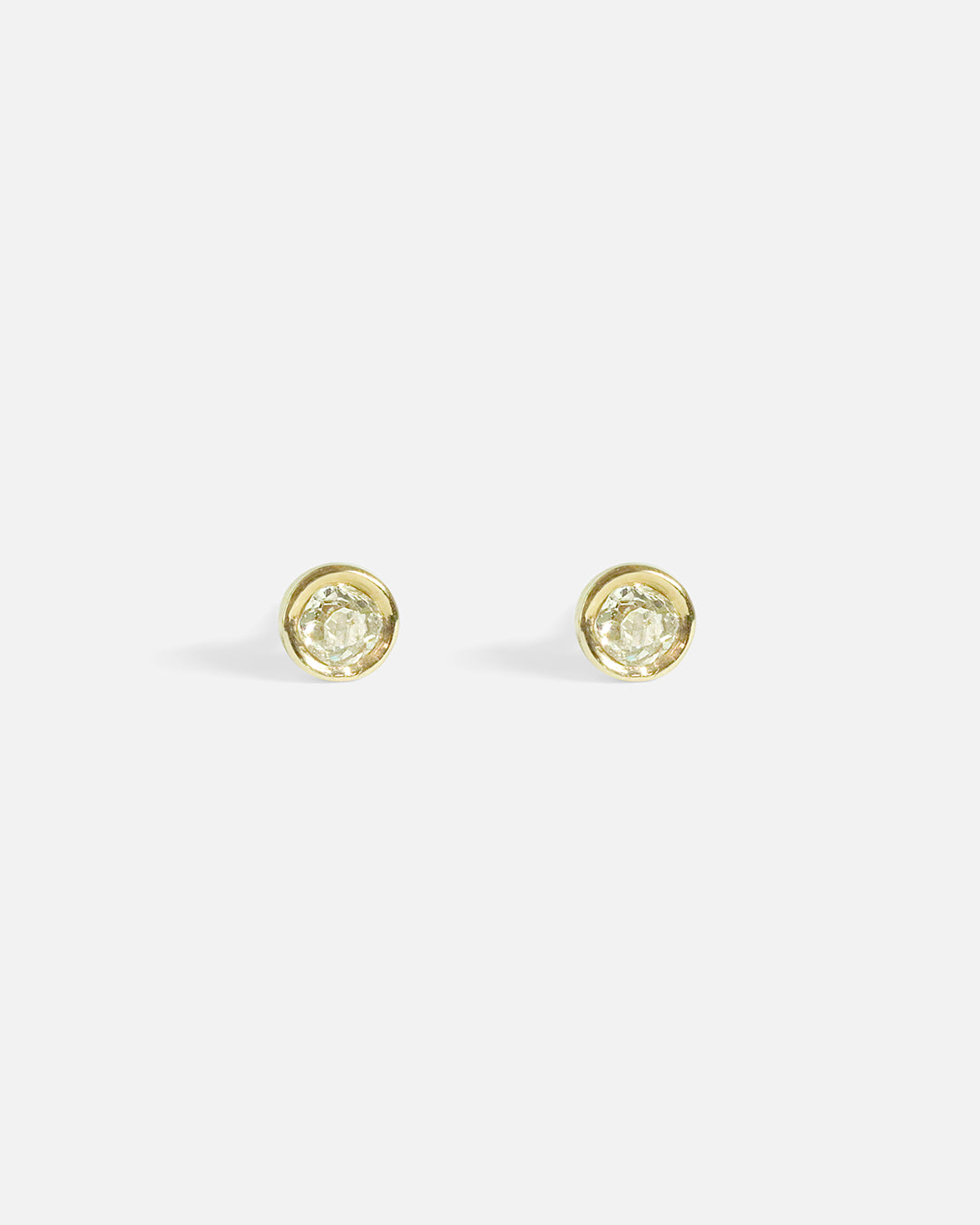 Front view of Old Mine Cut Diamond Studs by Nishi