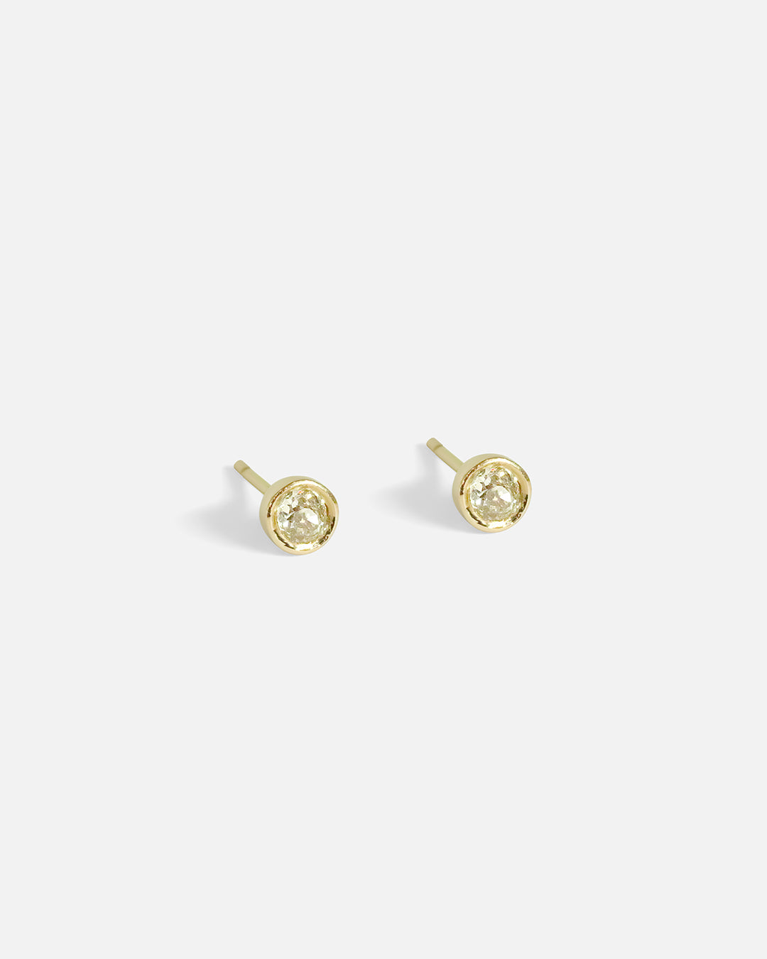 Side view of Old Mine Cut Diamond Studs by Nishi