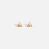 Front view of Opal and Diamond Studs by Nishi