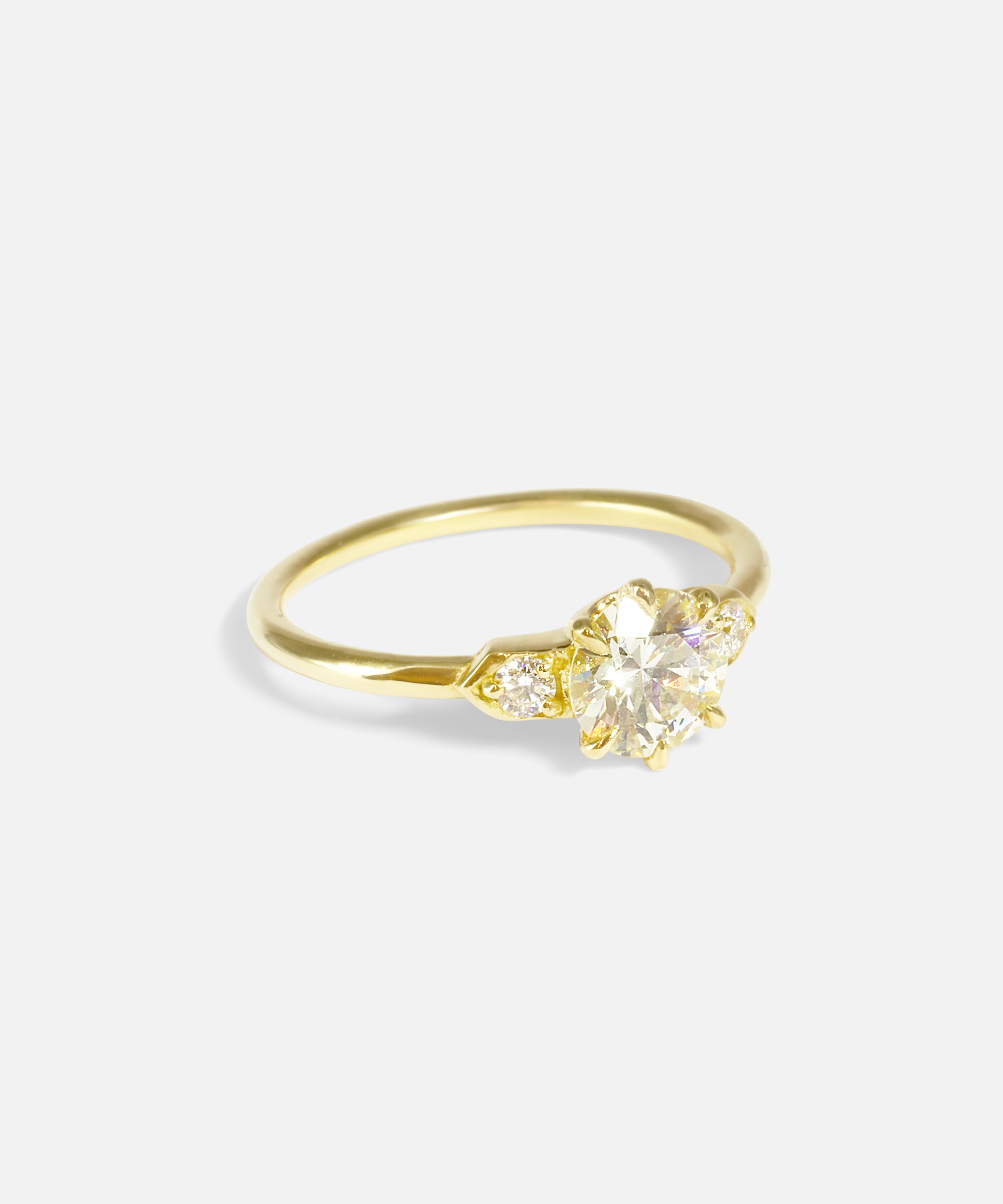 Side view of Six Prong Old European Cut Diamond by Nishi