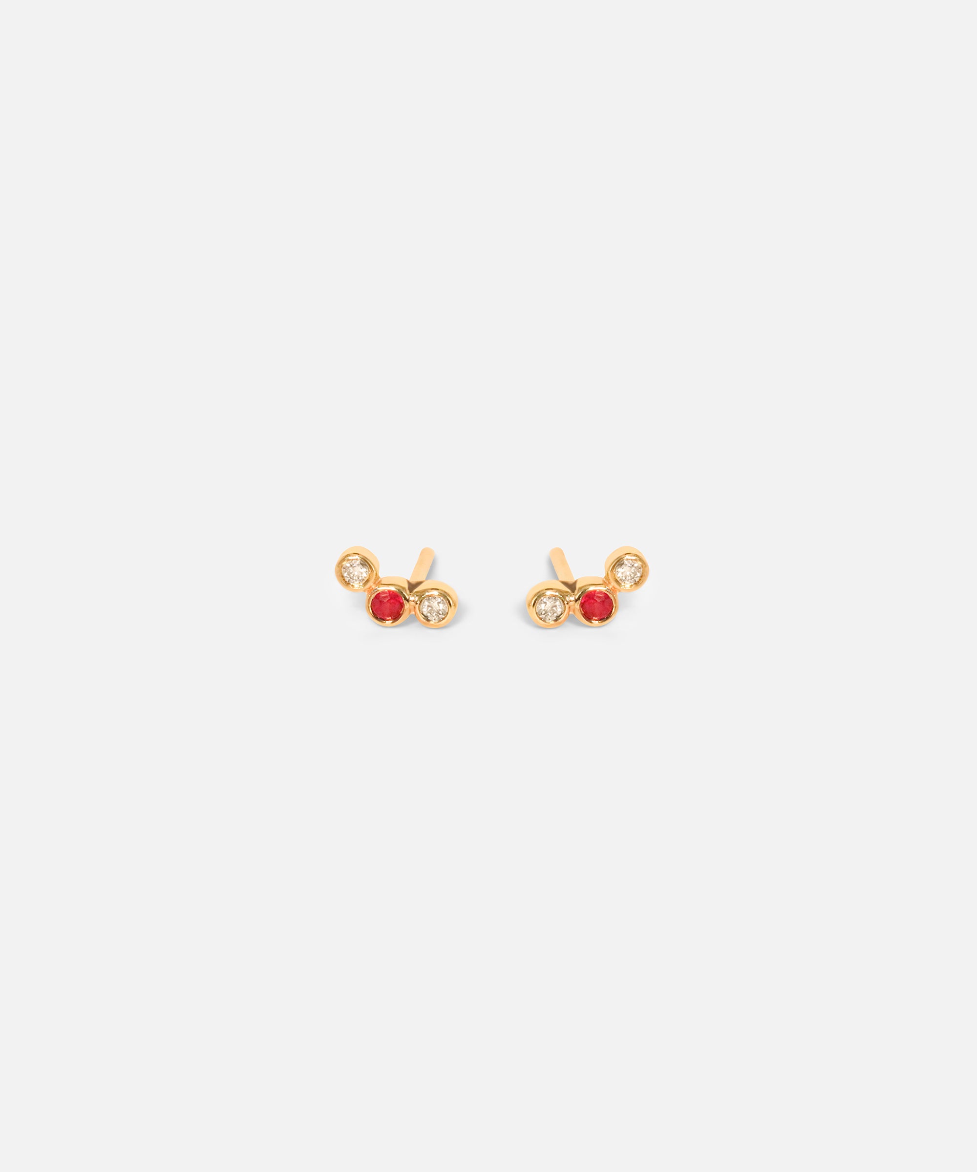 Front view of Three Bezel Set Studs by Nishi