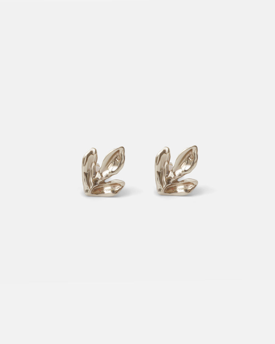 Leaf / White Studs By O Channell Designs in earrings Category