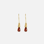 Front view of Little Mirror Bead Drops with Garnet