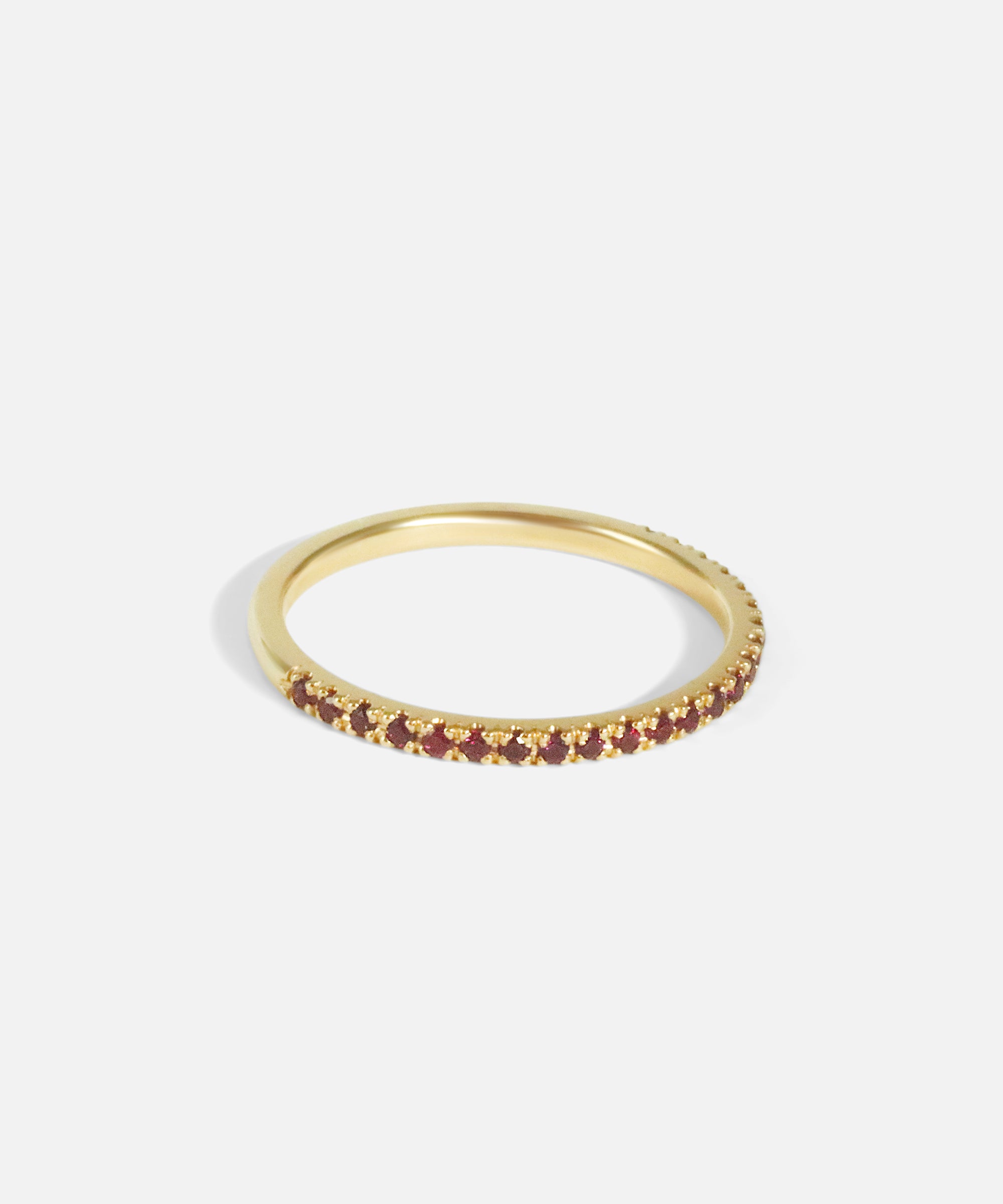 Angled side view of Standard Pavé Band / Ruby by O Channell Designs