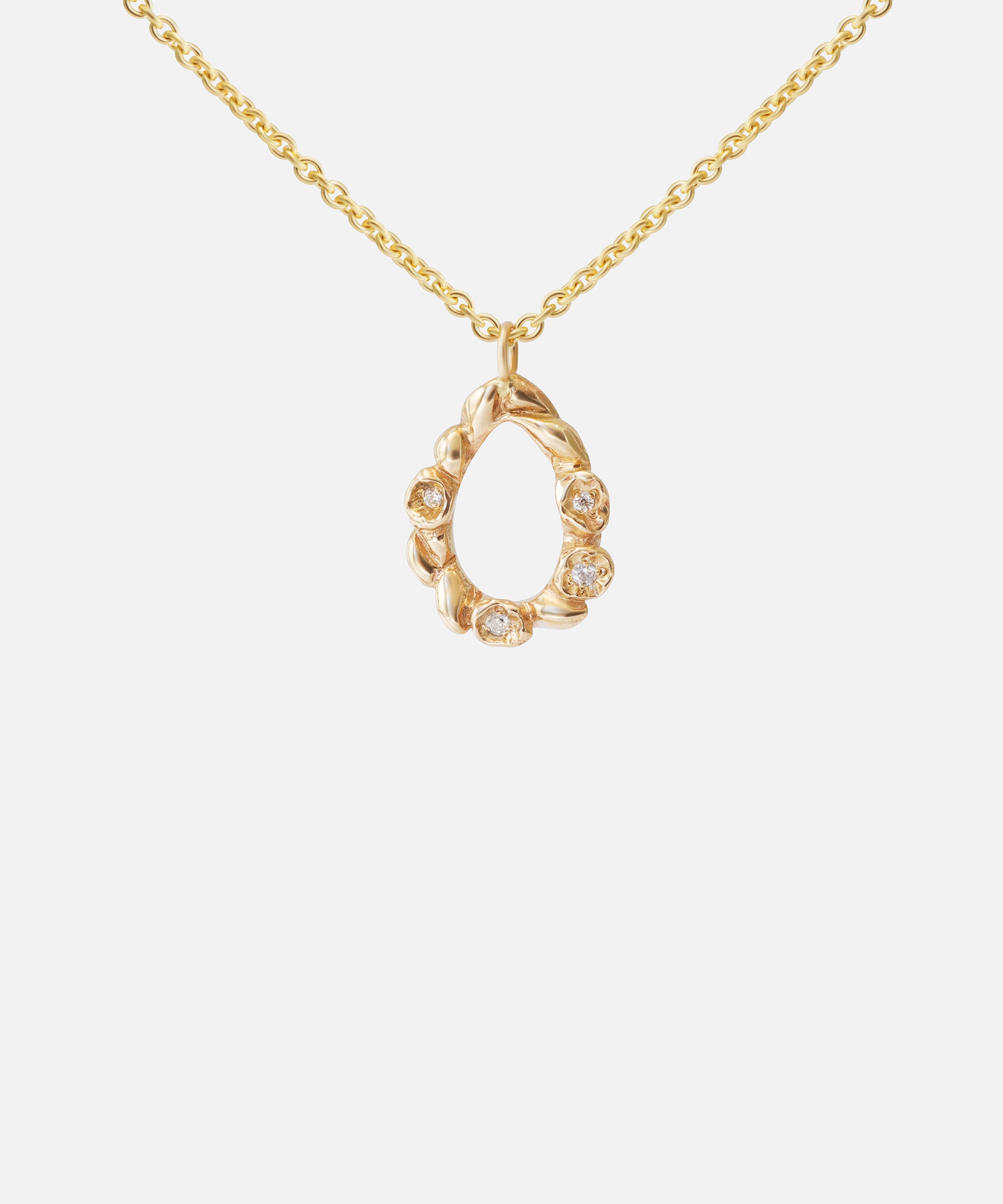 Front view of Teardrop Wreath Pendant / White Diamonds By O Channell Designs