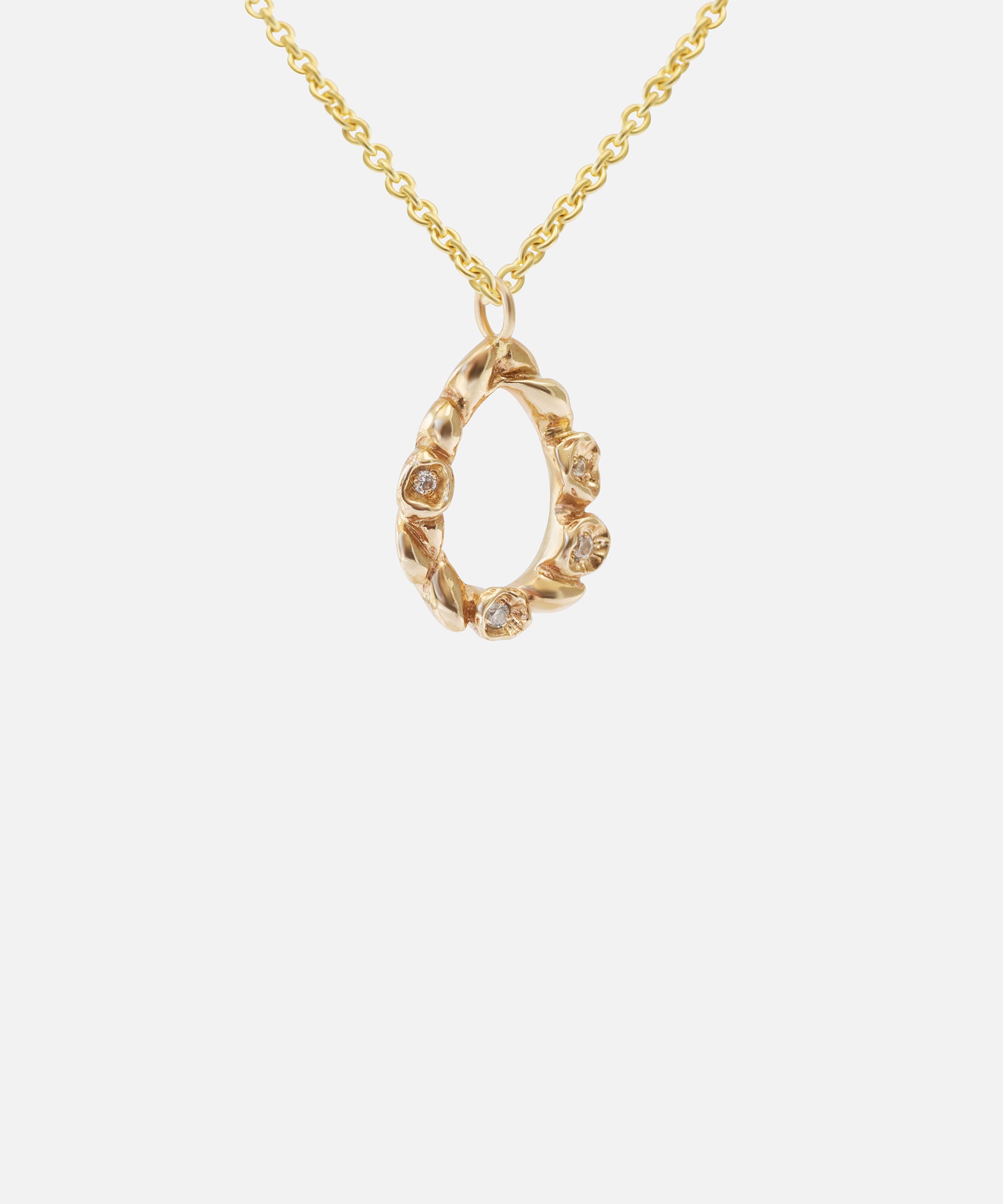 Side view of Teardrop Wreath Pendant / White Diamonds By O Channell Designs