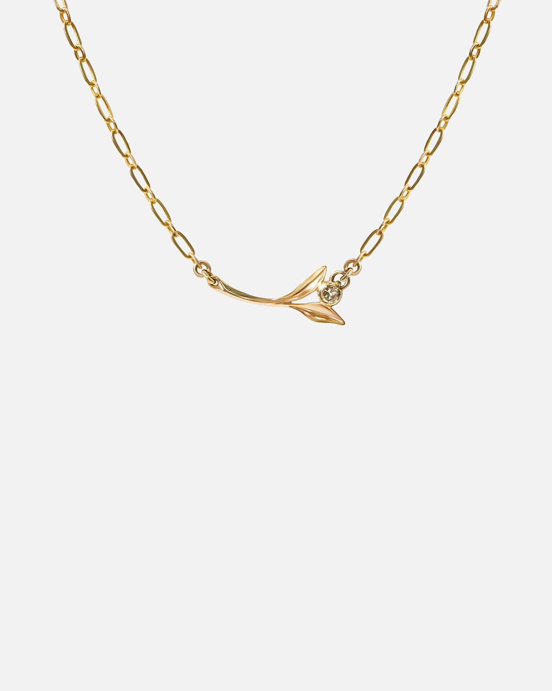 Front view of Curved Sprig Station with Diamond Necklace