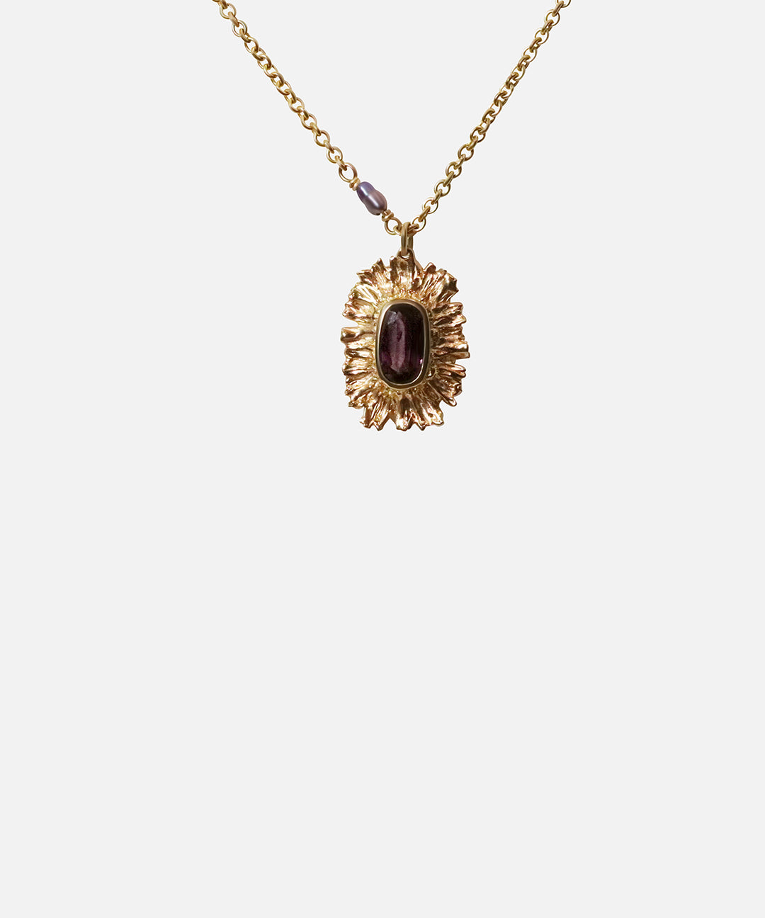 Close up view of Spinel and Pearl Necklace
