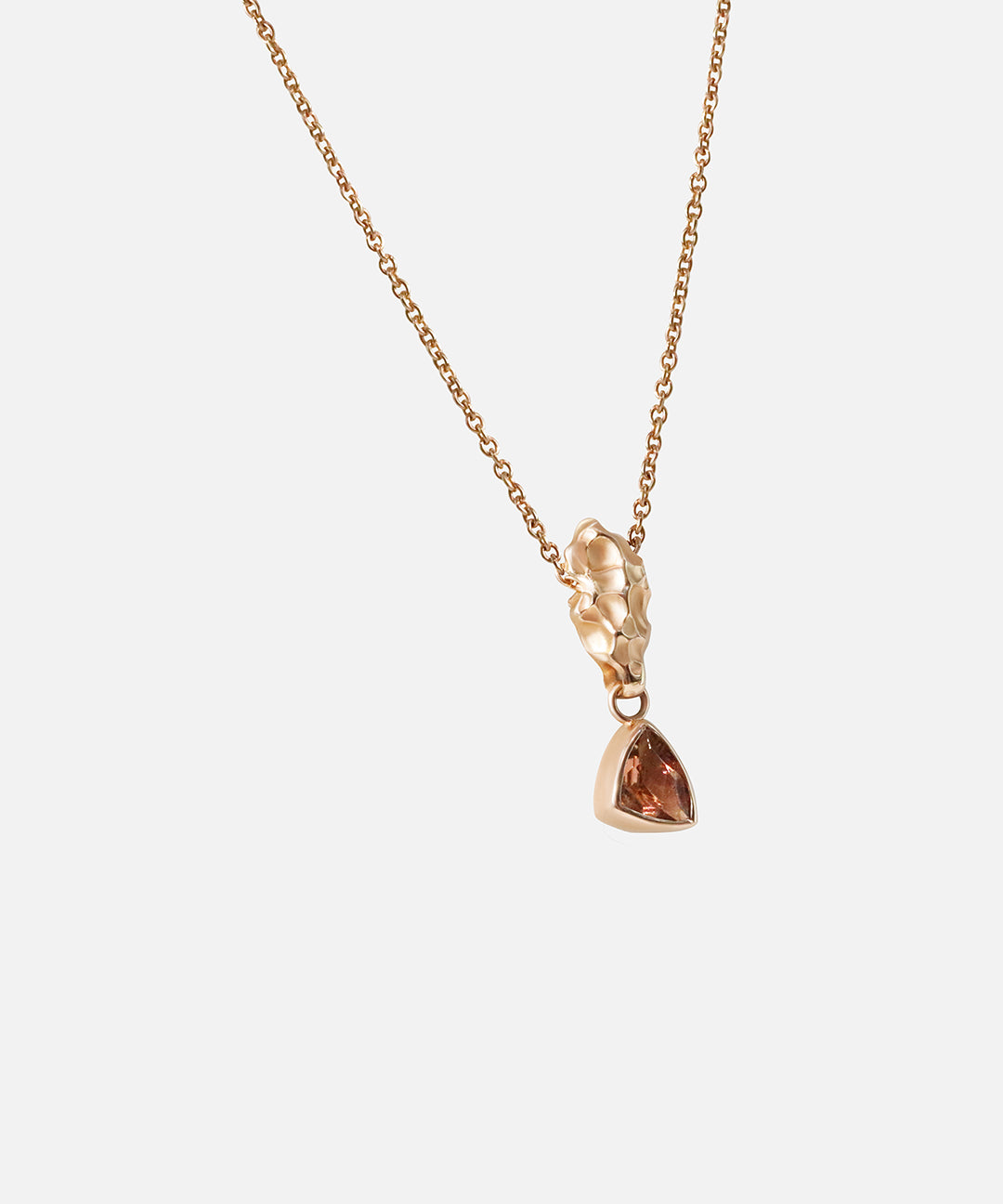 Side view of Rough Water Peach Topaz Pendant