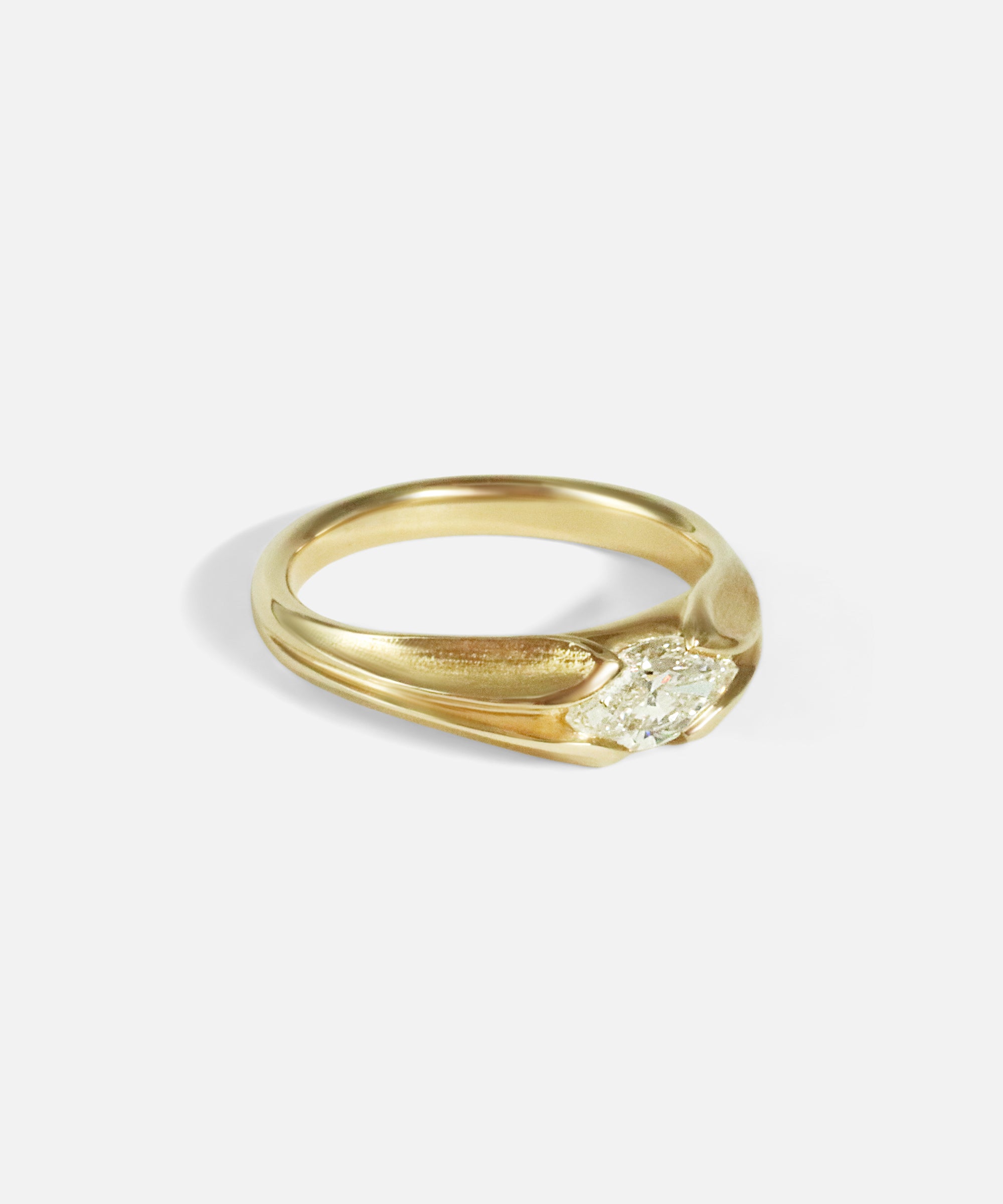 Angled side view of Split Blade Ring / Marquise Diamond by O Channell Designs