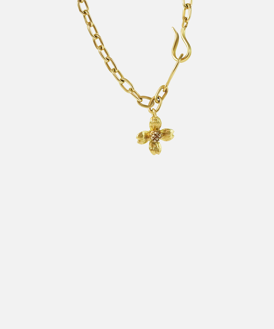 Side view of Handmade Cable Chain / Dogwood Charm
