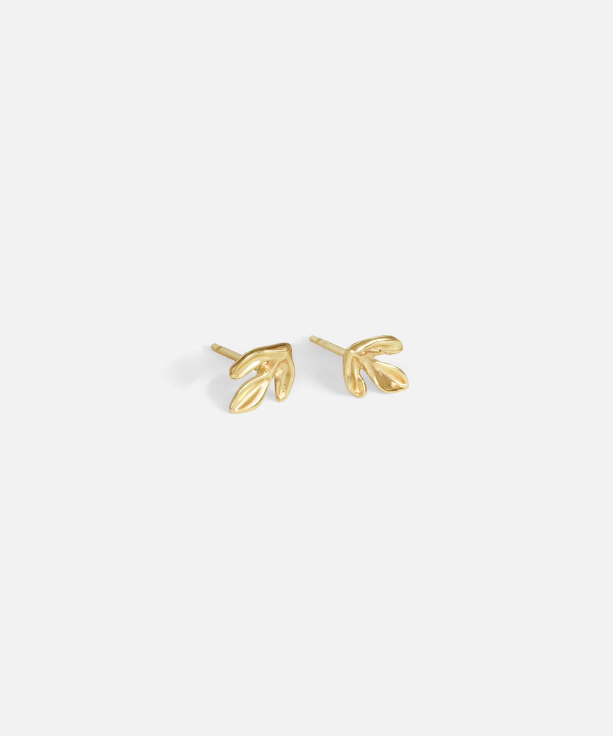 Angled side view of Leaf Studs by O Channell Designs