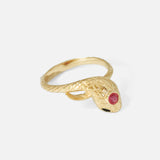 Side view of Ornata Ophidia Mini Stacking Ring / Pinky Ruby by Ides