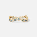 Aqua / Wavy Pear Sapphire Band By Ruoria