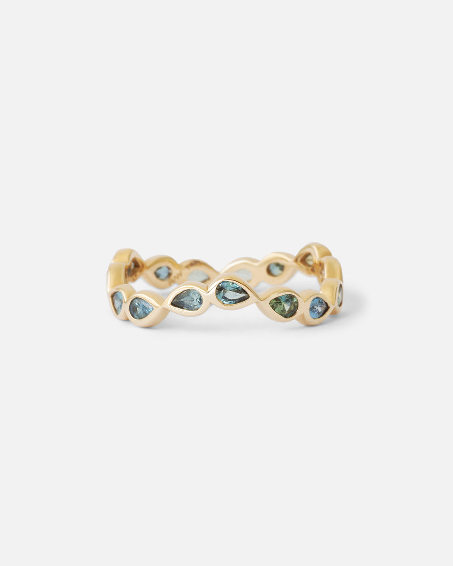 Aqua / Wavy Pear Sapphire Band By Ruowei in WEDDING Category