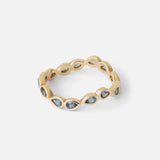 Aqua / Wavy Pear Sapphire Band By Ruoria