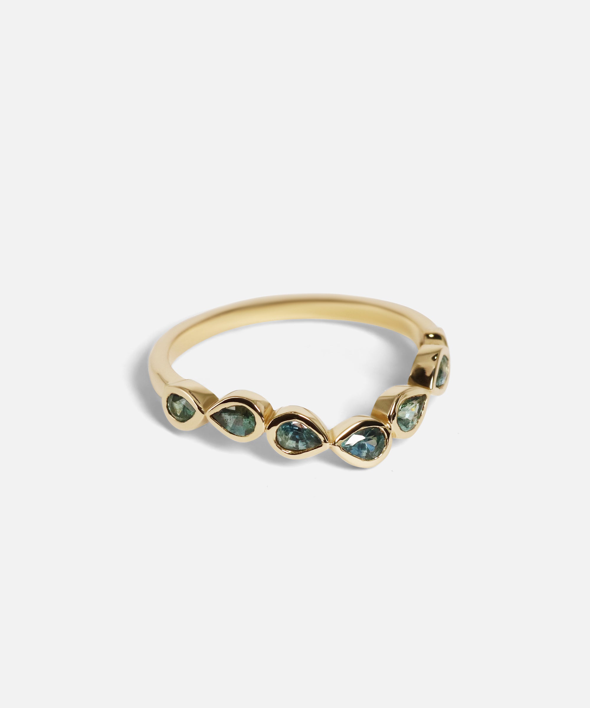 Side view of Aqua / Nesting Pear Sapphire Band by Ruoria at Fitzgerald Jewelry