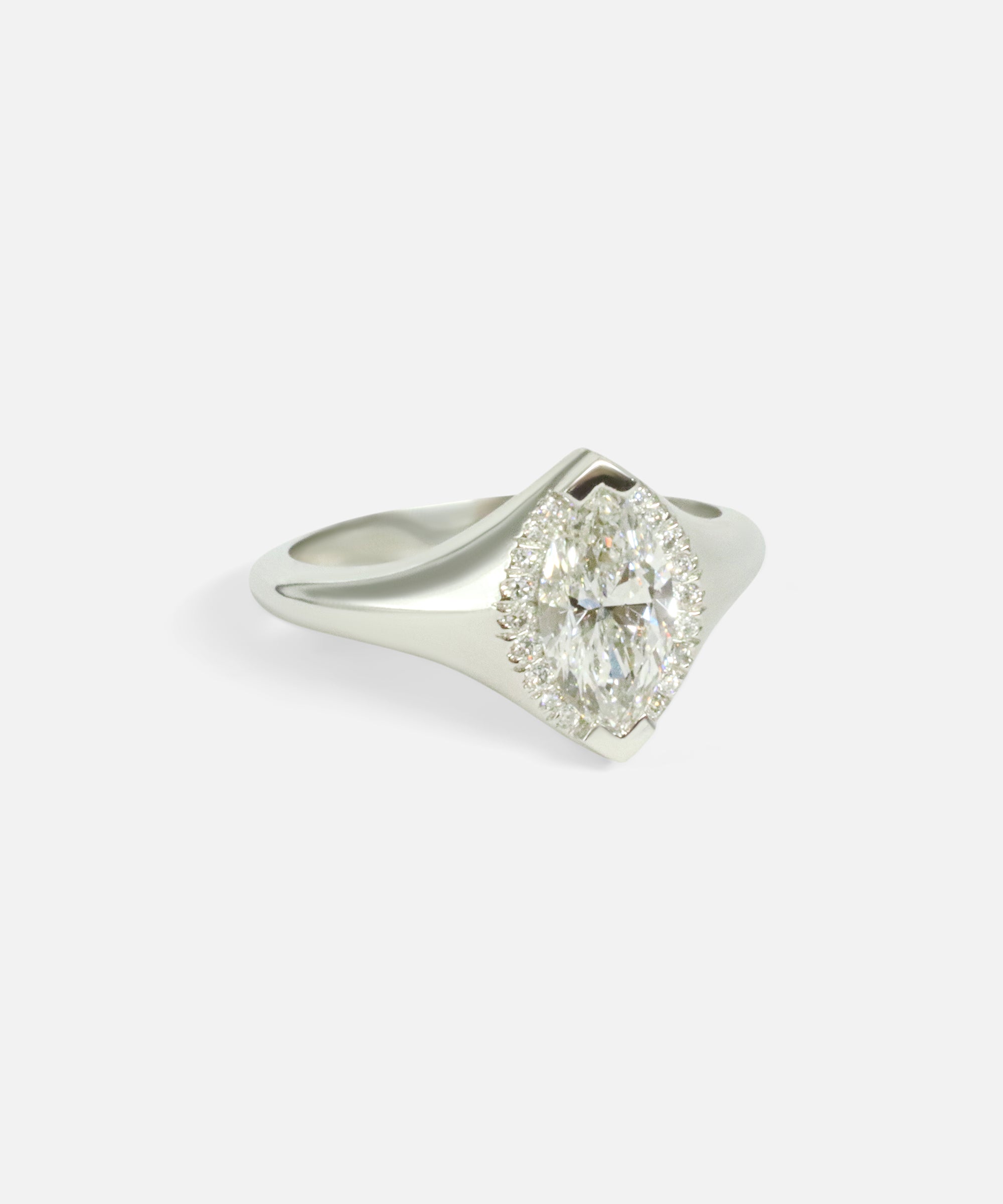 Angled side view of Venus / Marquise Diamond Ring by Ruoria
