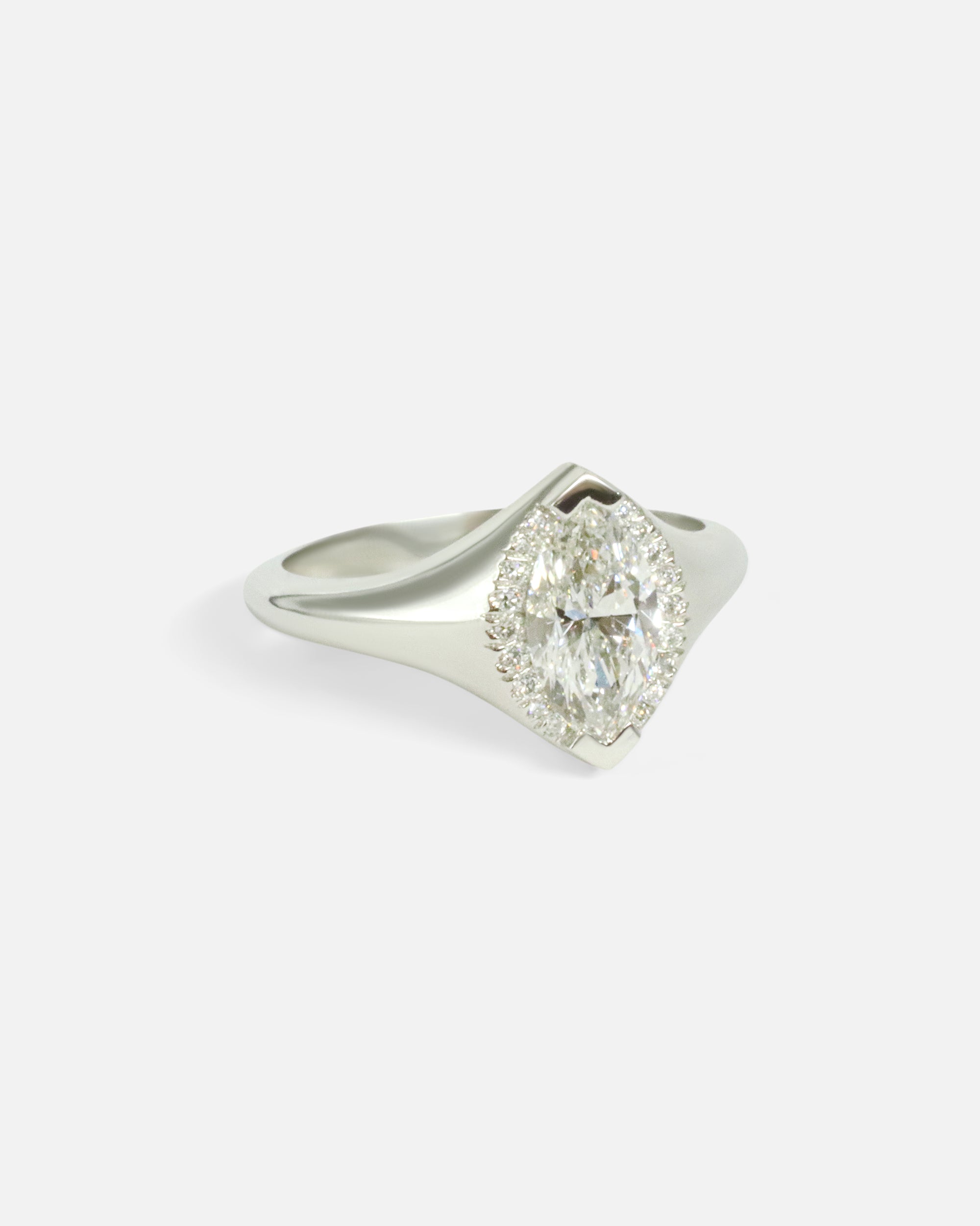 Angled side view of Venus / Marquise Diamond Ring by Ruoria