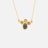 Front view of Silk 4 Stones / Multi Color Sapphires Necklace by Hiroyo Jewelry