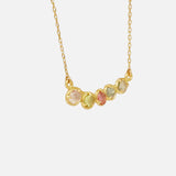 Side view of Silk 5 Stones / Multi Color Sapphire Necklace by Hiroyo Jewelry