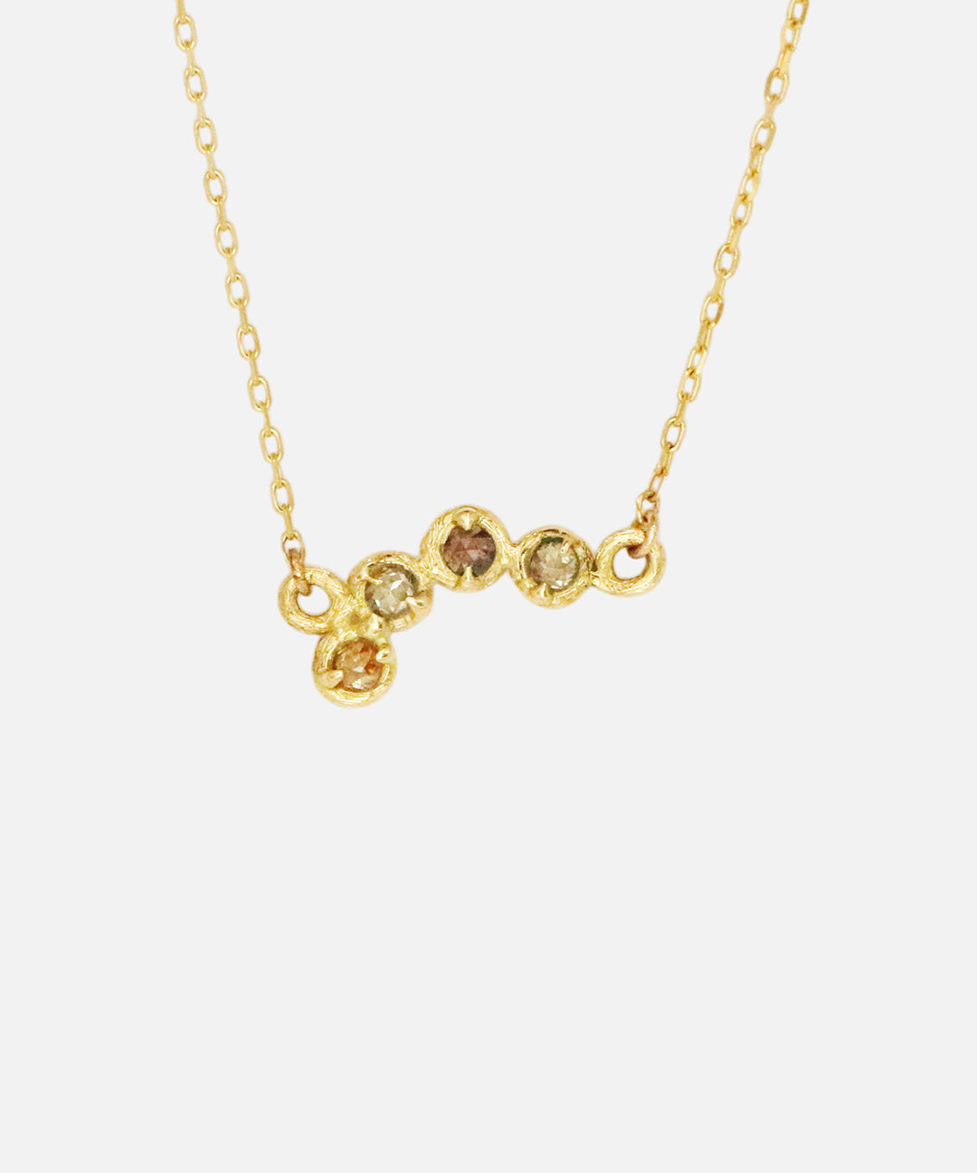 Front view of Silk 4 Stones / Multi Color Diamonds Necklace by Hiroyo Jewelry