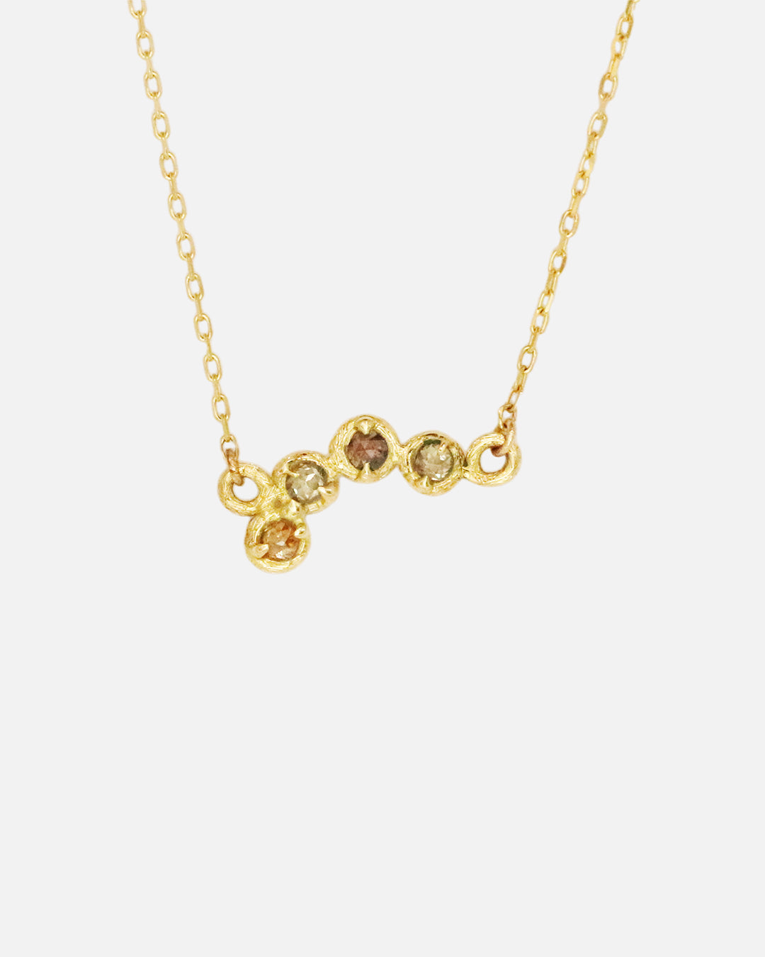 Front view of Silk 4 Stones / Multi Color Diamonds Necklace by Hiroyo Jewelry