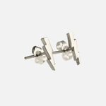 Side view of Sky / Bolt Studs in 14k White Gold by Fitzgerald Jewelry