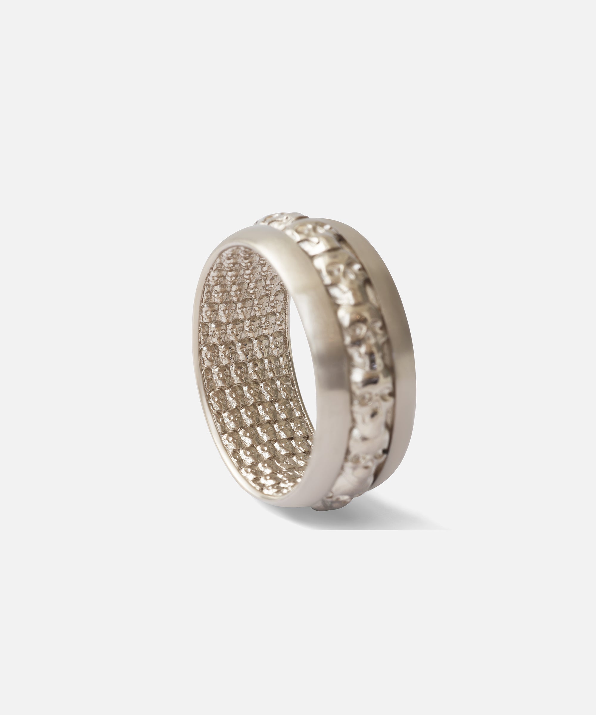 Angled side view focusing on inner engravings of Above and Below Band / Wide