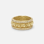 Front view of Skulls In A Line Band / Pave White Diamonds by Fitzgerald Jewelry