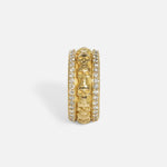  Vertical view of Skulls In A Line Band / Pave White Diamonds by Fitzgerald Jewelry