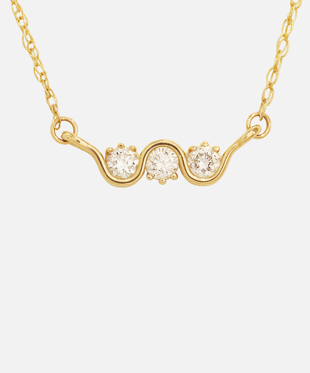 Close up view of Trio Stone Necklace by tmrw days