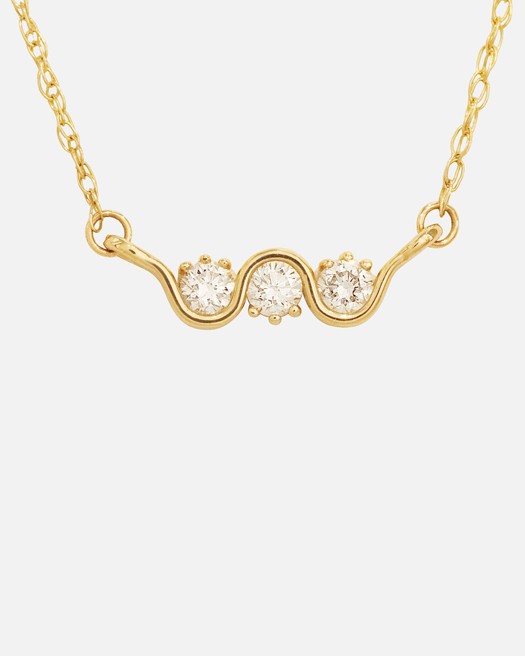 Close up view of Trio Stone Necklace by tmrw days