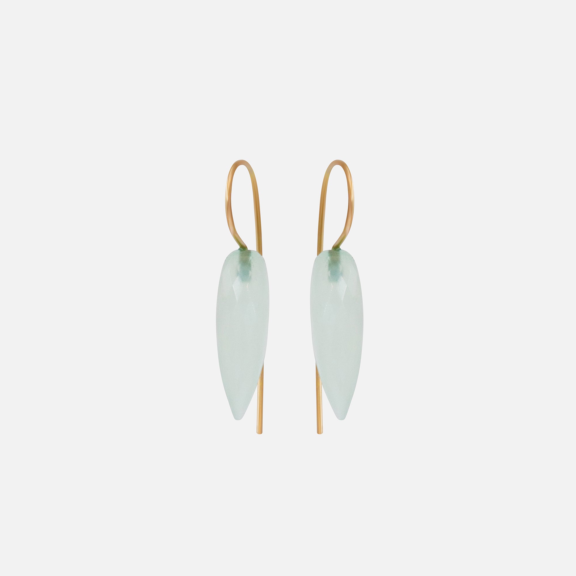 Swan Teal Chalcedony Earrings By Tricia Kirkland in earrings Category