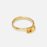 Angled side view of Two Roses Ring by Young Sun Song