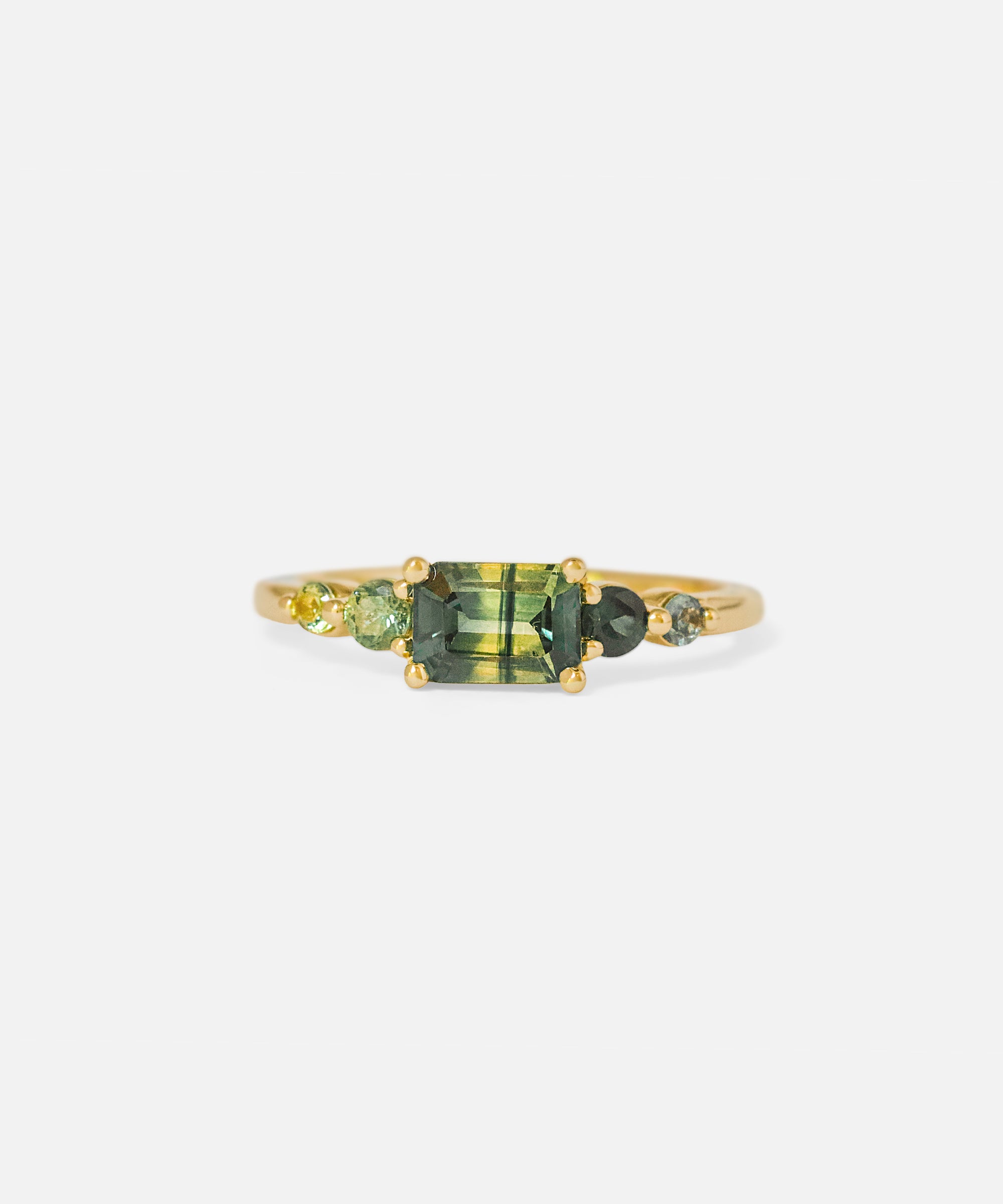 Front view of Uma / Emerald Cut Sapphire Ring by Casual Seannce