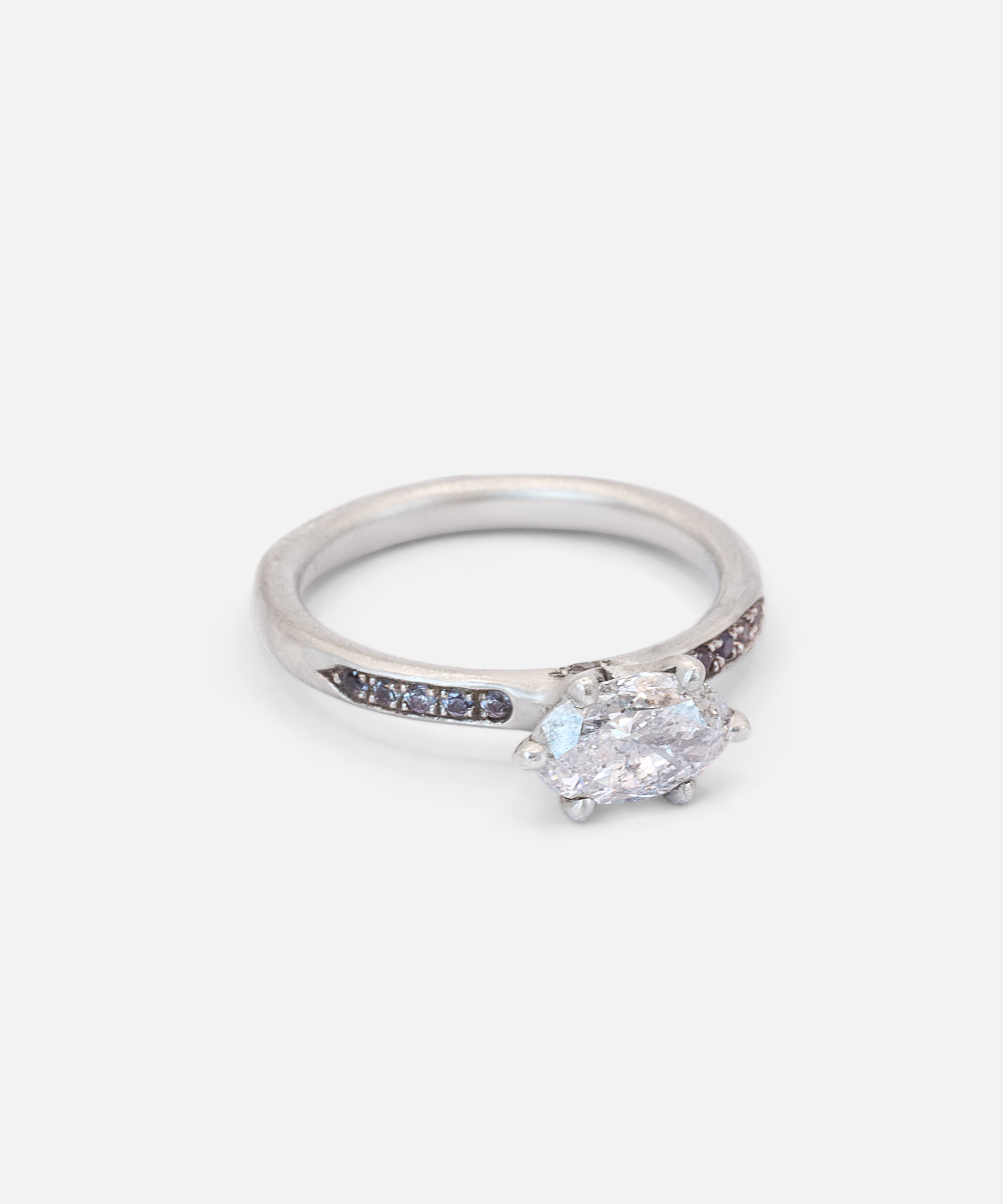 Side view of Imperatrix / Marquise Salt & Pepper Diamond Ring