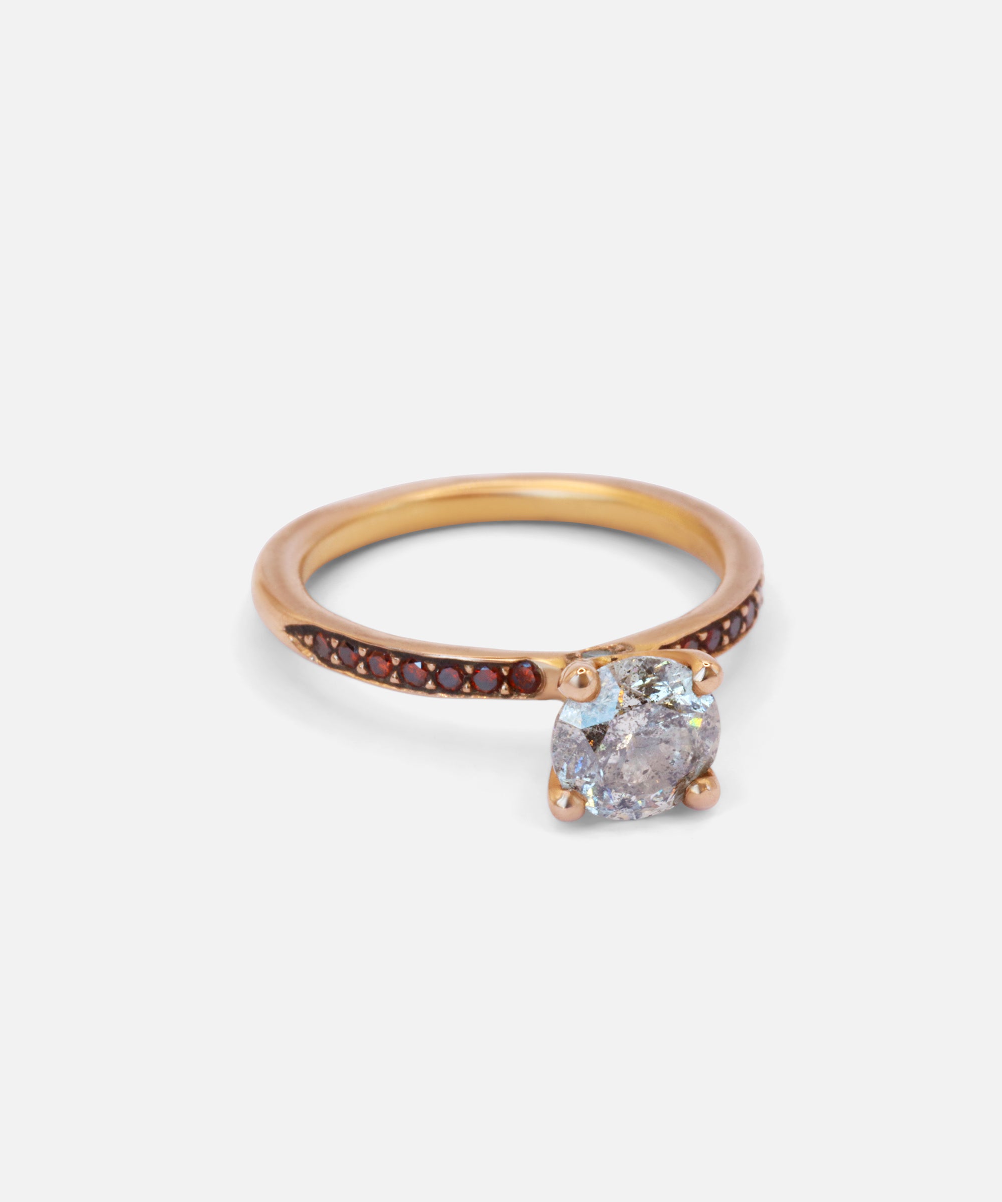 Side view of Imperatrix / Salt & Pepper Red Diamond Ring