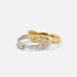 Group shot of Daydreamer Band in 14k white gold and 14k yellow gold