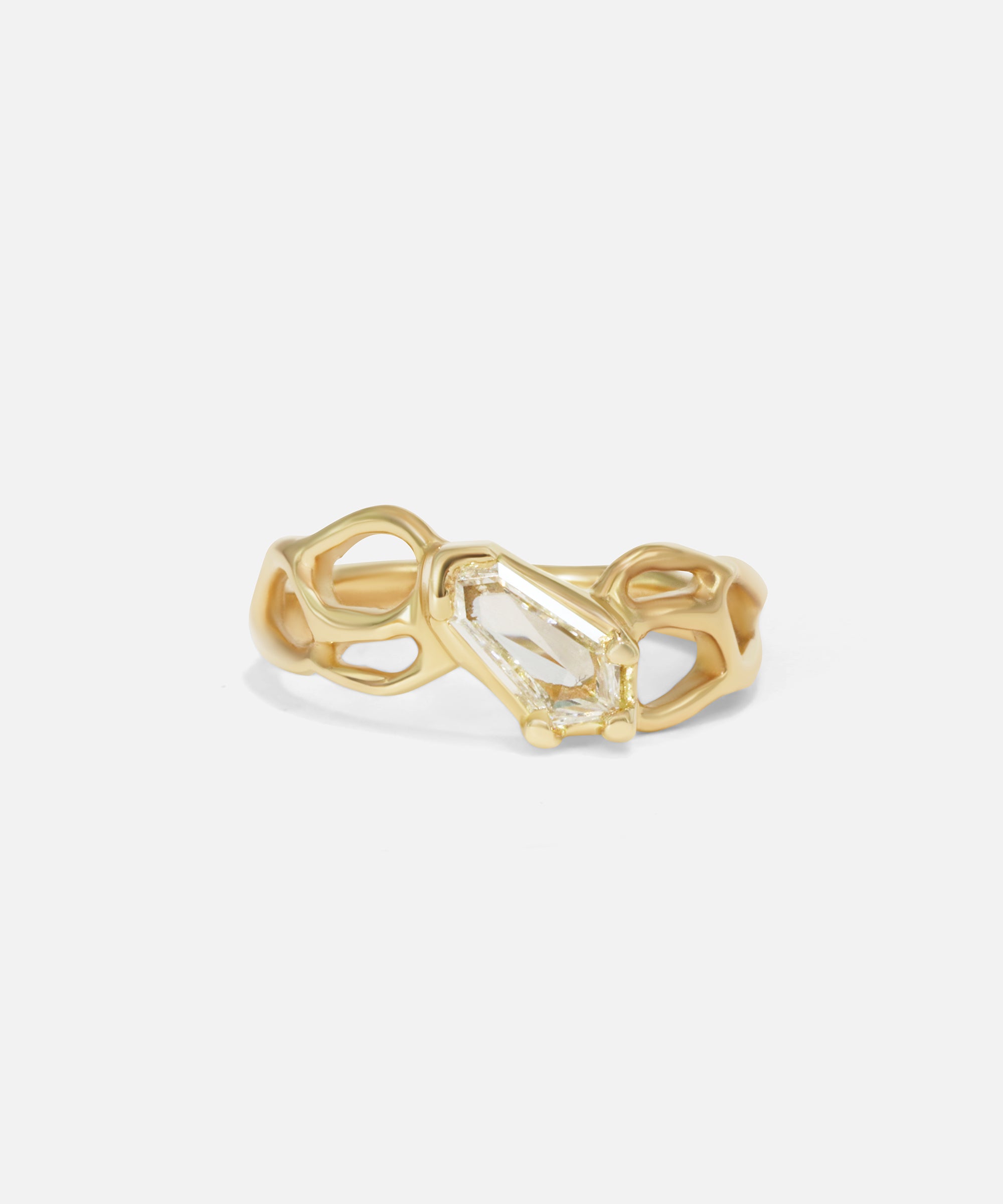 Front view of Dappled Summer / Shield Diamond Ring