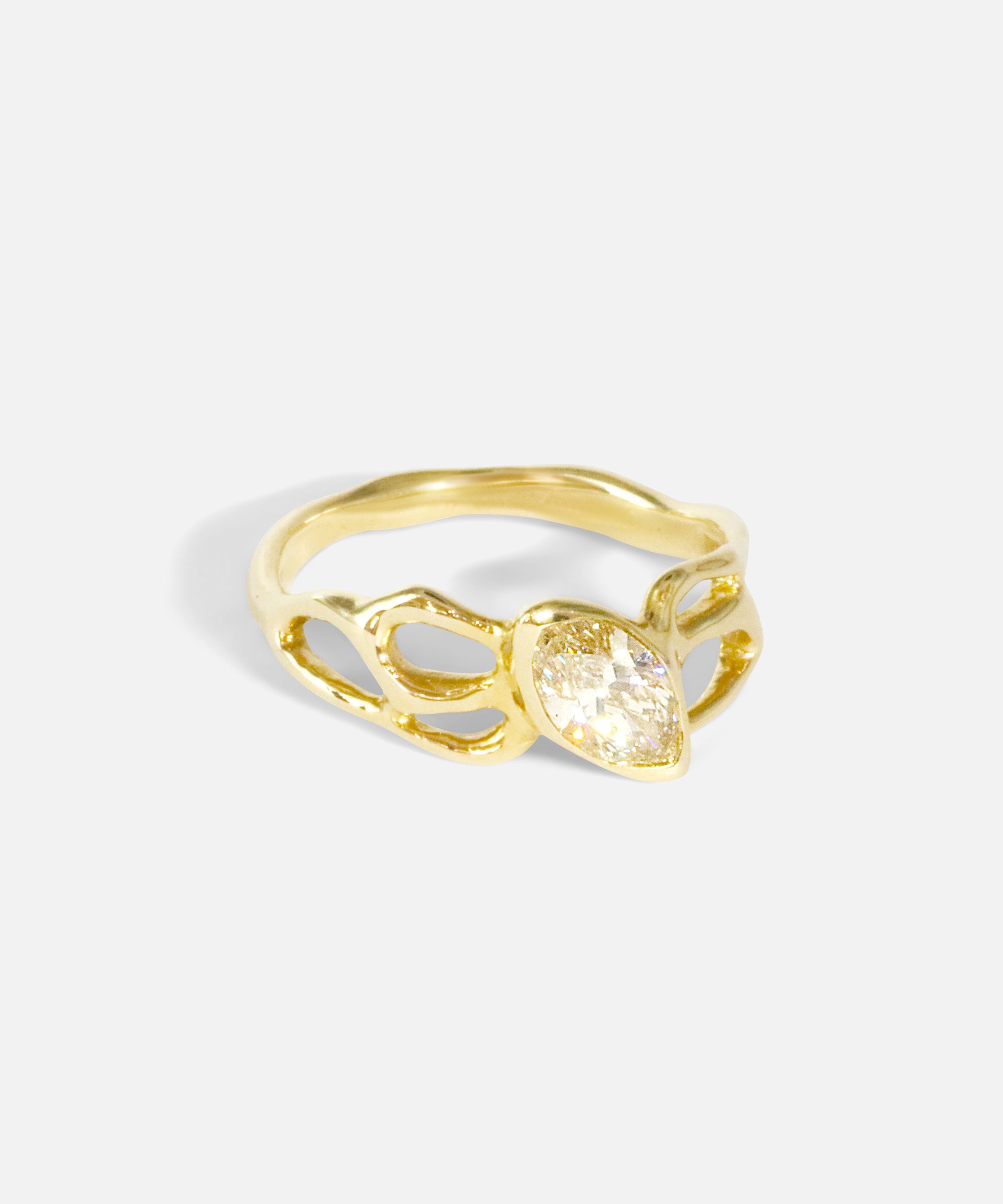 Side view of Dappled Summer / Marquise Diamond Ring by Young Sun Song